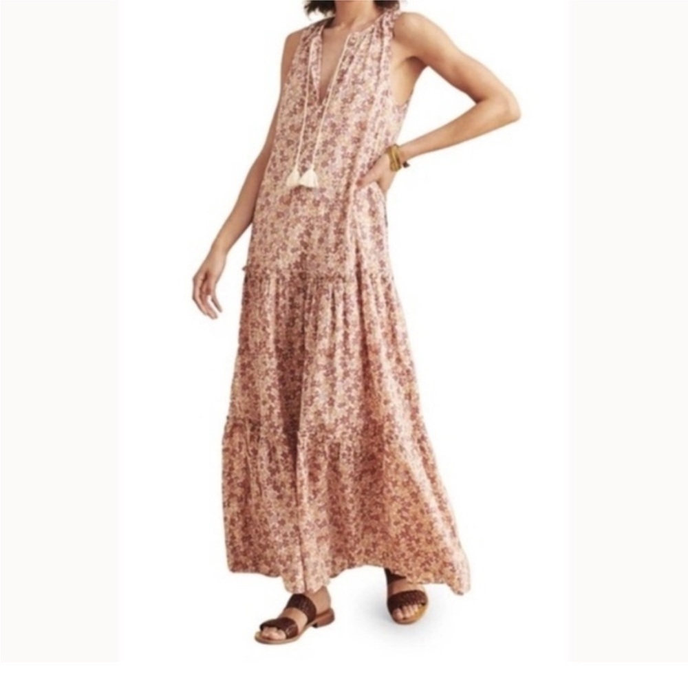 Faherty Mira Floral Pink Maxi Dress